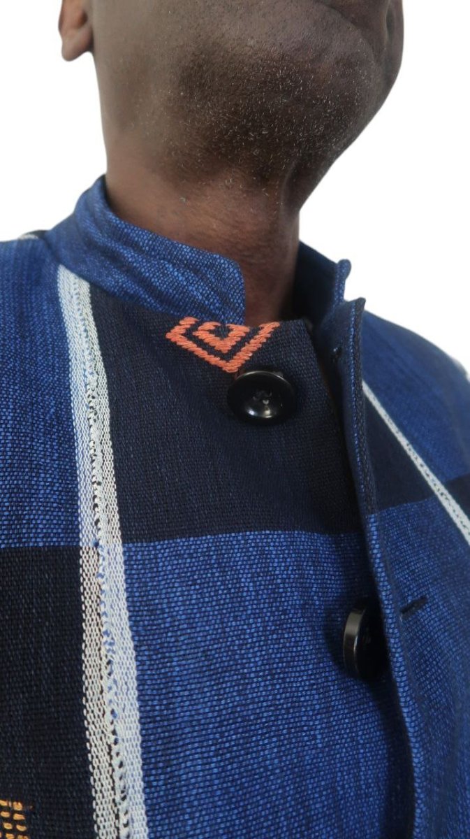Blazer homme en pagne africain Sénoufo – coton tissé main – Image 6
