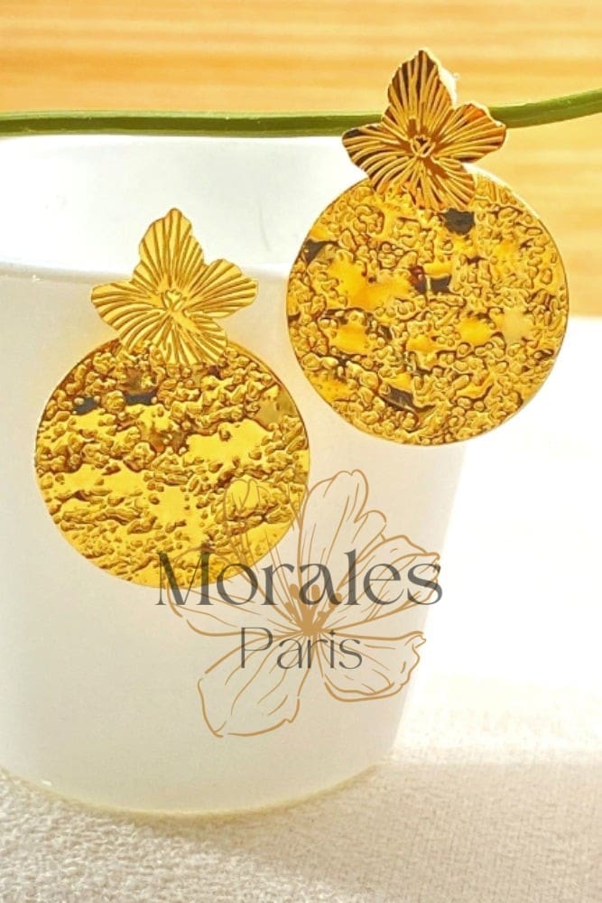 Boucle d’Oreilles Acier Doré – Image 2