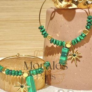 Boucles d’Oreilles Malachite