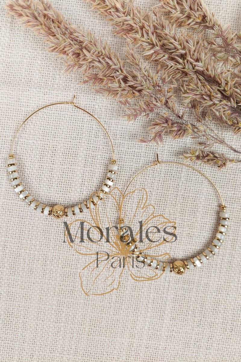 Boucles d’oreilles Pierres Blanches – Image 2