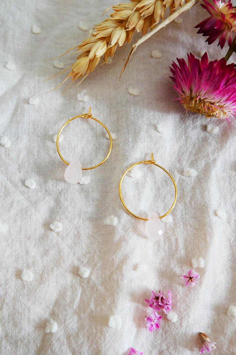 Créoles Quartz rose – Lluvia – Image 3