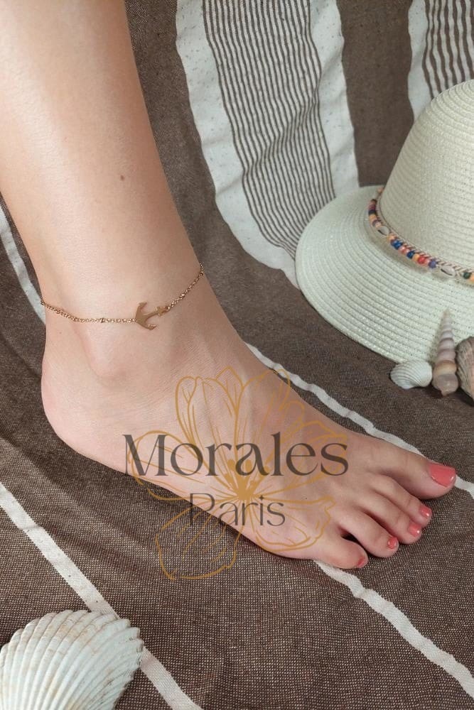 Bracelet Cheville Bohème Ancre Dorée – Image 3