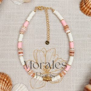 Bracelet Cheville Perles Roses