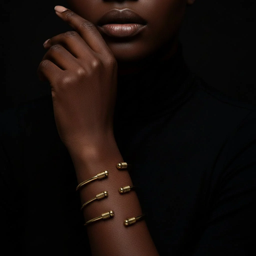 Bracelet jonc africain en bronze poli | Signature – Image 3