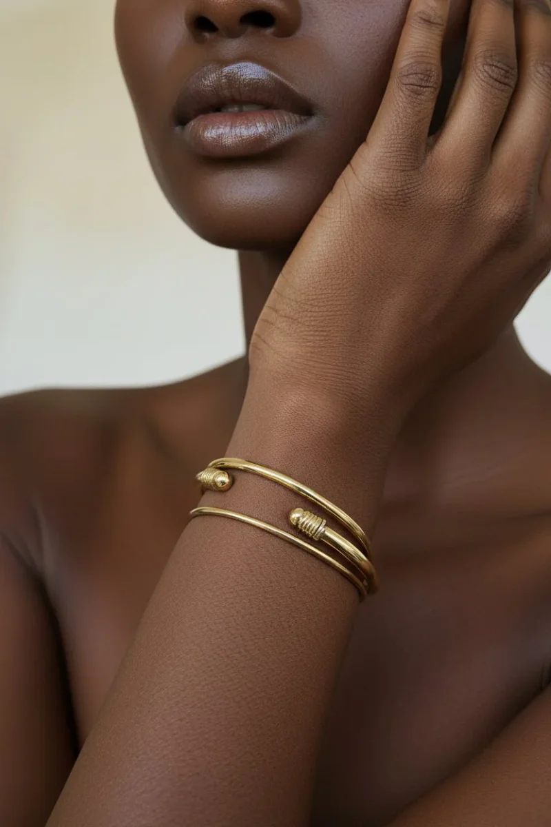 Bracelet jonc africain en bronze poli | Signature – Image 2