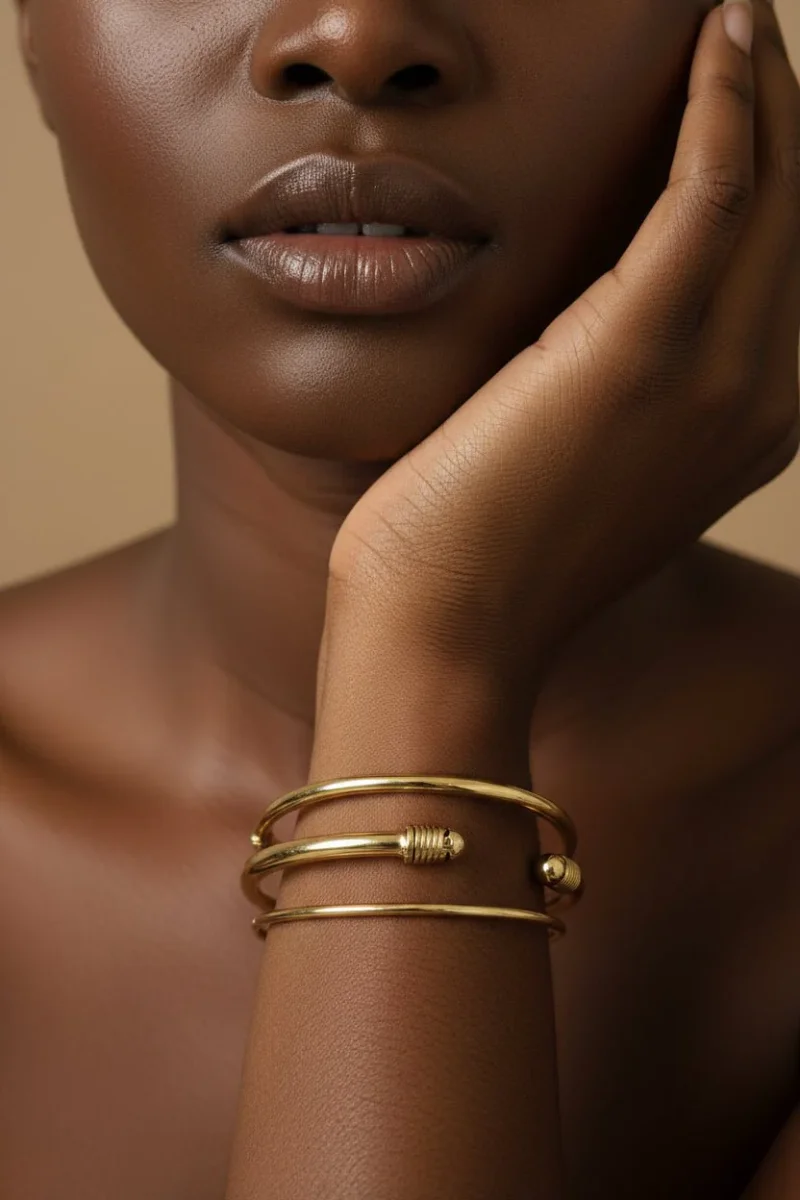 Bracelet jonc africain en bronze poli | Signature – Image 5