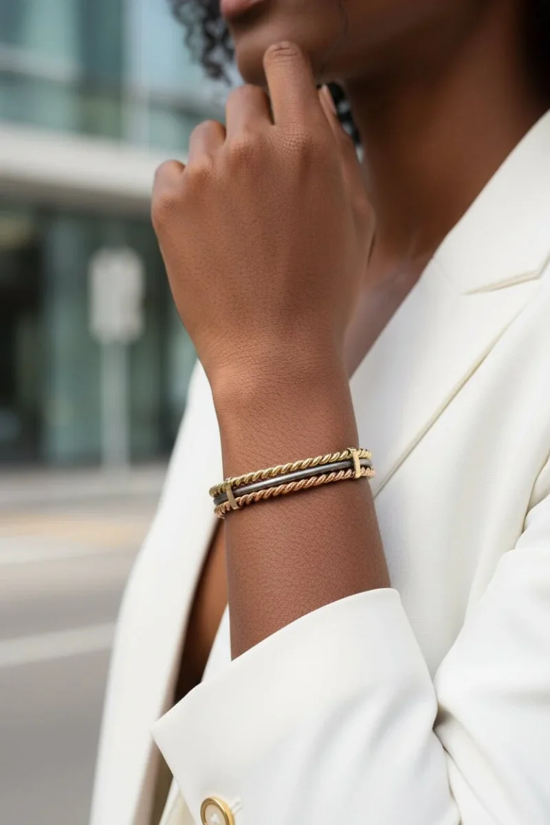 Bracelet Sénégalais Lamou Ndiaxass 3 Métaux | Signature – Image 3