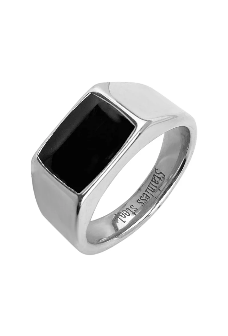 Chevalière argent " Black Square " – Image 2