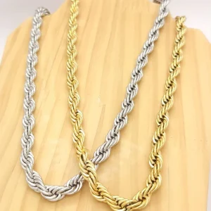 Collier Acier Grosses Mailles Tressées