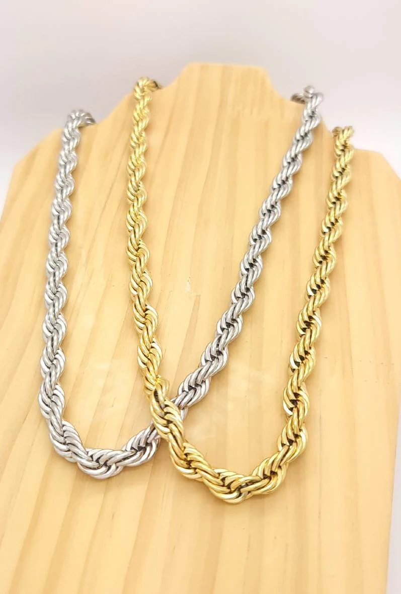 Collier Acier Grosses Mailles Tressées – Image 2