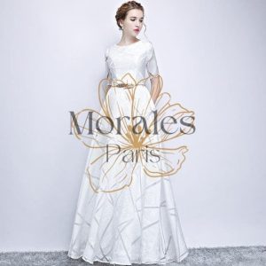 Robe Cocktail Blanche Longue Bohème Champêtre