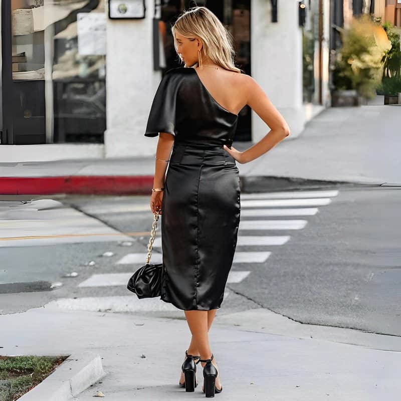 Robe Asymétrique Satin - Image 3