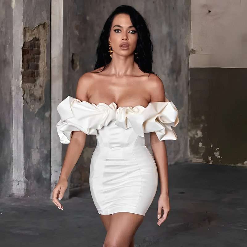 Robe Blanche Bustier Satin - Image 4