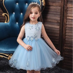 Robe Fleurs Bleu en Tulle