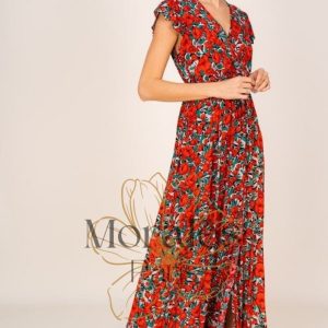 Robe Bohème Fleurie Rouge