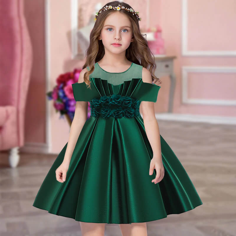 Robe Cérémonie Fille Vert Émeraude - Image 3