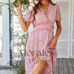 Robe Champêtre Avec Col Froncé