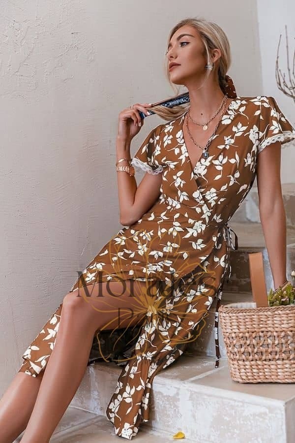 Robe Champêtre Blanc et Marron – Image 5