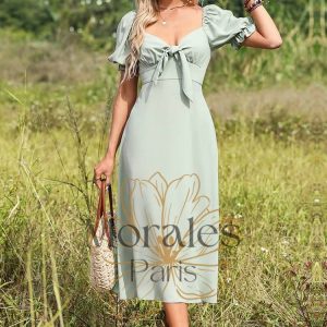 Robe Champêtre Chic Femme  Verte Pâle