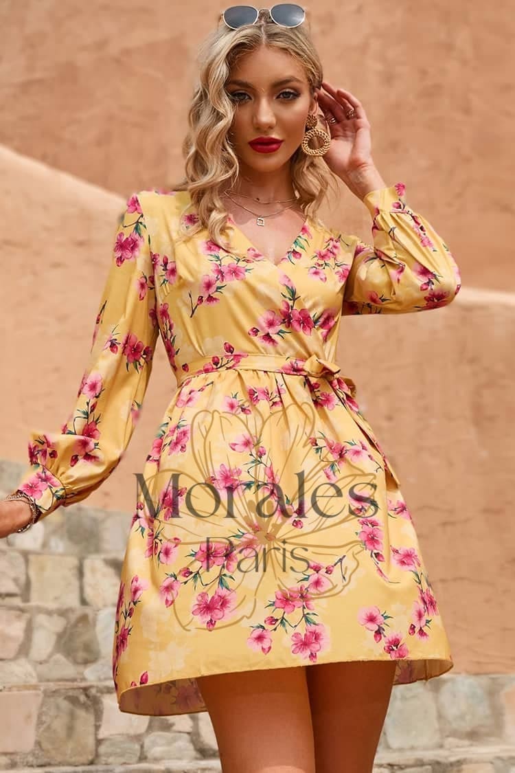Robe Champêtre Courte Jaune