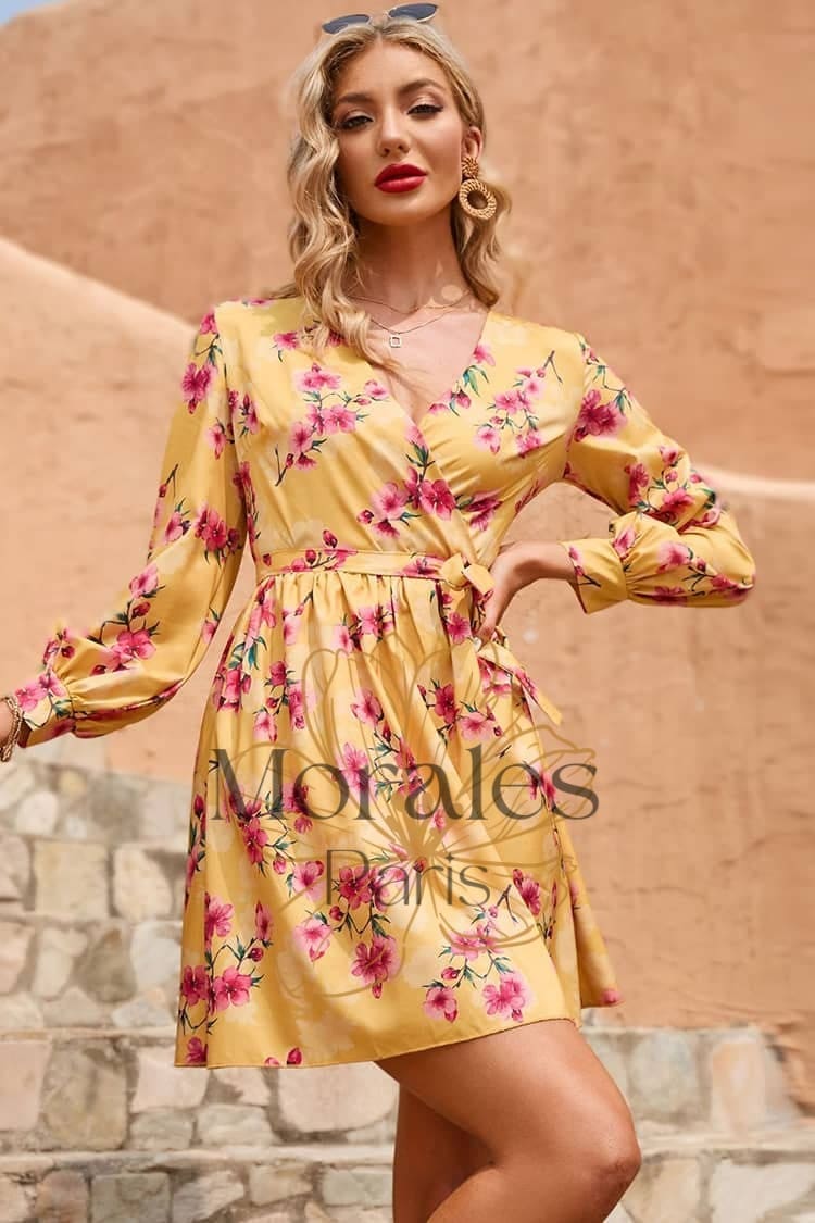 Robe Champêtre Courte Jaune - Image 3