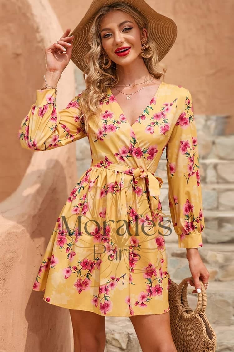 Robe Champêtre Courte Jaune - Image 4