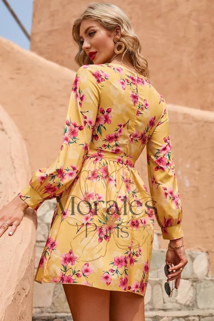 Robe Champêtre Courte Jaune - Image 6