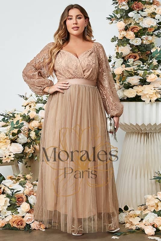 Robe Chic Et Champêtre Longue Grande Taille Rose - Image 3