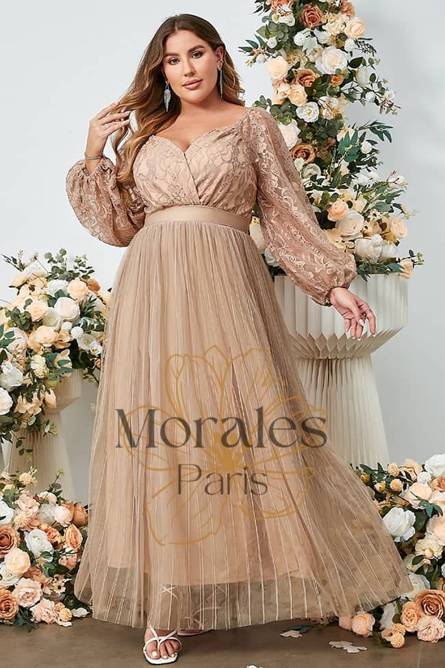 Robe Chic Et Champêtre Longue Grande Taille Rose - Image 4