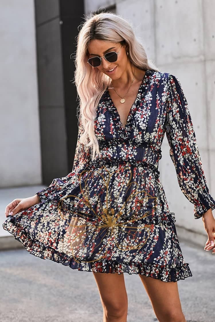 Robe Cocktail Courte Champêtre - Image 3