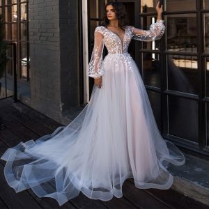 Robe de Mariée Princesse avec Manches