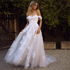 Robe de Mariée Princesse Col Bateau