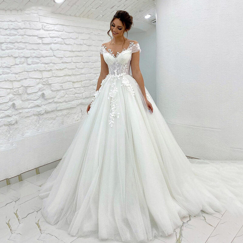 Robe de Mariée Princesse Dentelle avec Traine - Image 2