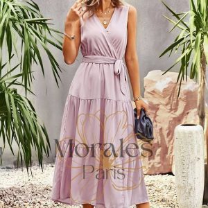 Robe de Soirée Longue Rose Style Champêtre