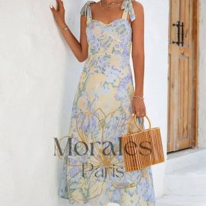 Robe Invité Mariage Champêtre  Bleu Motif