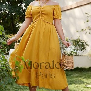 Robe Jaune Champêtre  Grande Taille