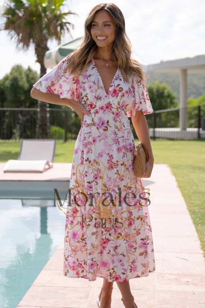 Robe Longue Champêtre Rose – Image 3