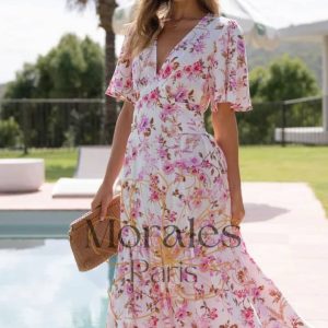Robe Longue Champêtre  Rose