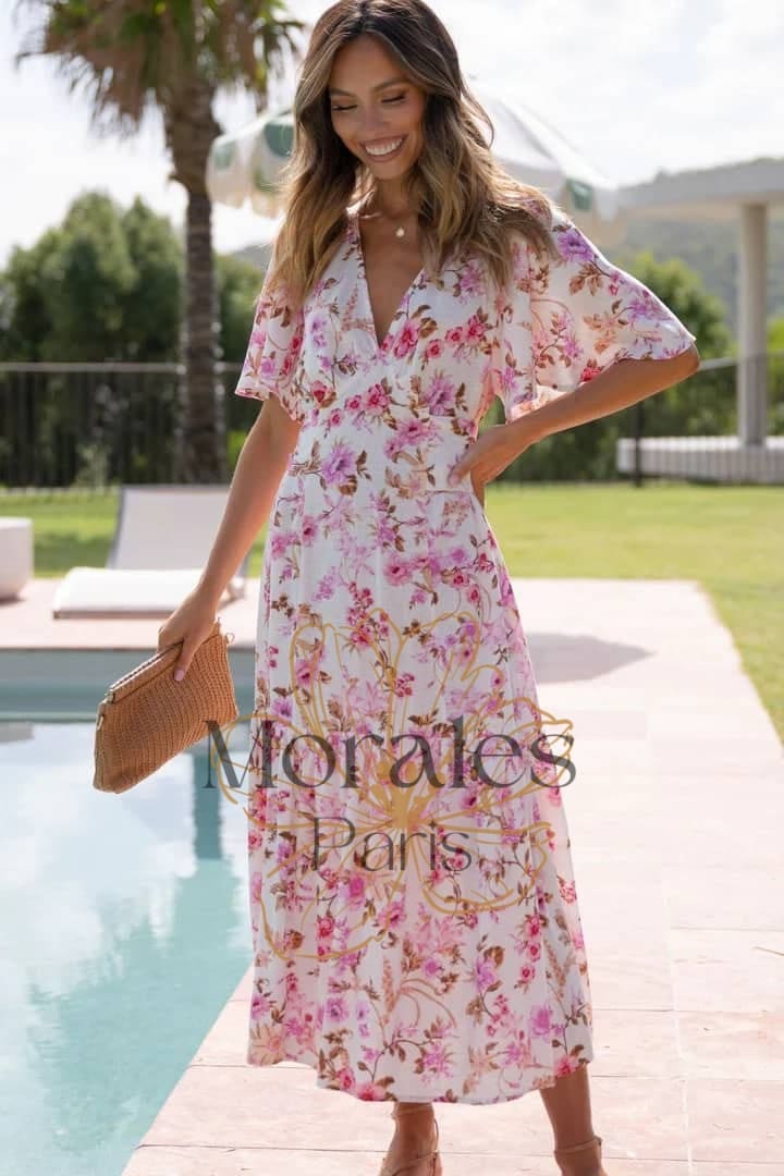 Robe Longue Champêtre Rose – Image 4