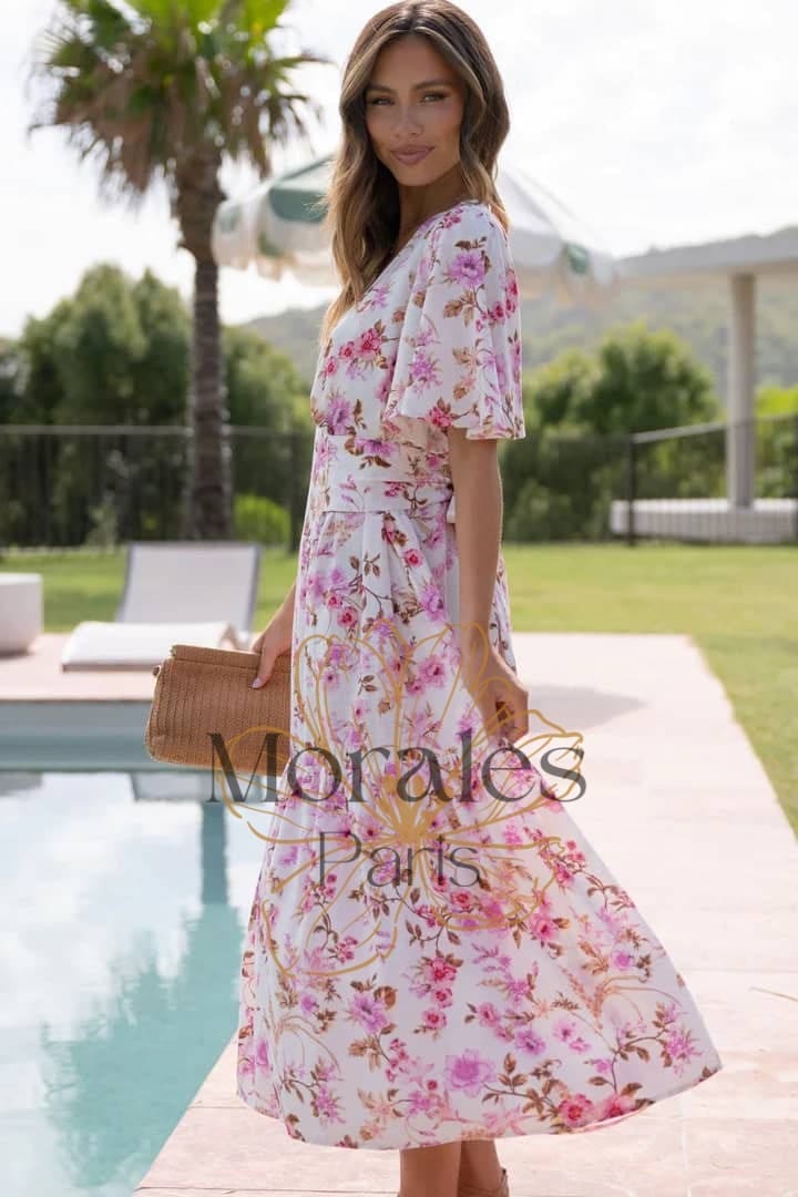 Robe Longue Champêtre Rose – Image 5