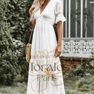 Robe Manche Dentelle Blanche Champêtre