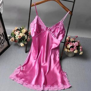 Robe Nuisette Satin Rose