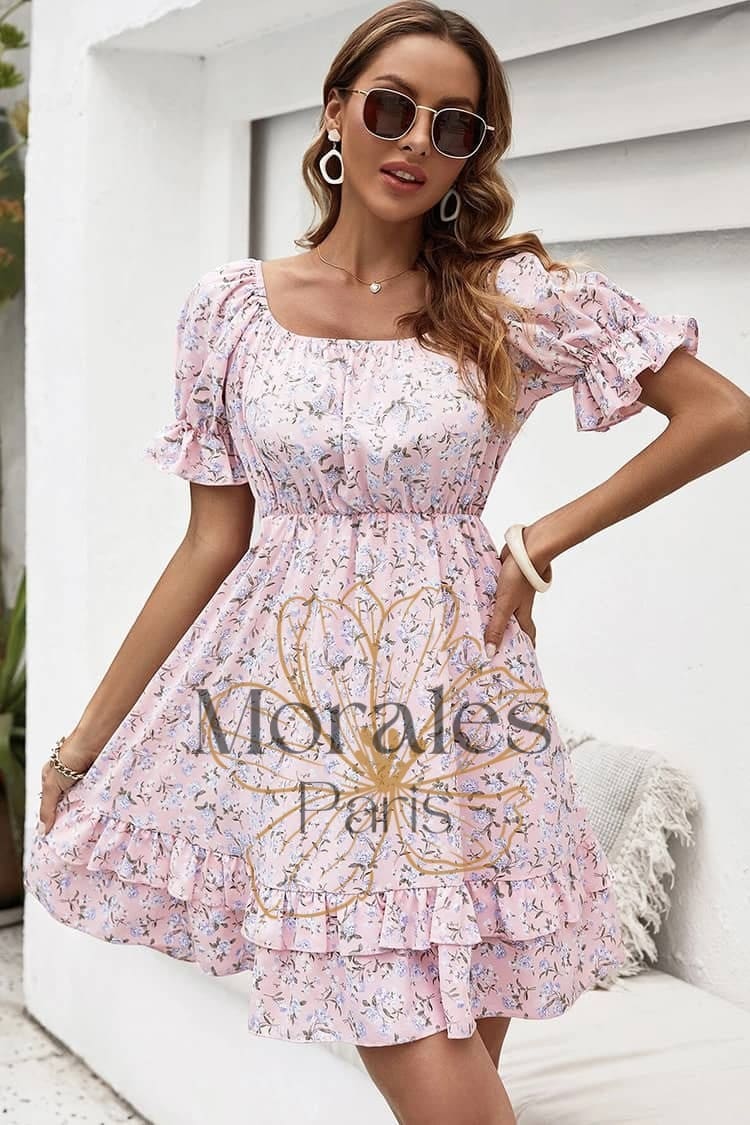 Robe Rose Pâle Style Vintage Champêtre – Image 2
