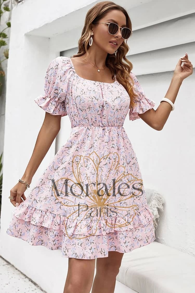 Robe Rose Pâle Style Vintage Champêtre – Image 3