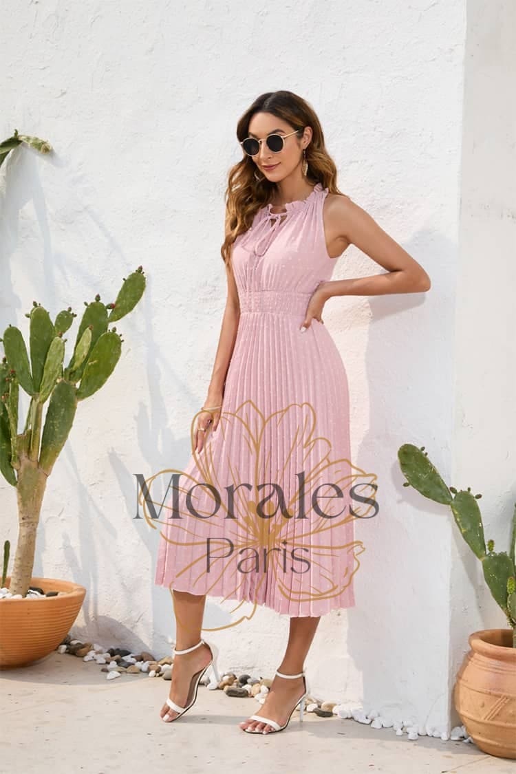 Robe Rose Poudré Mariage Champêtre – Image 4