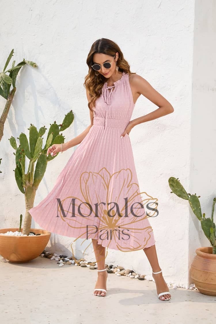 Robe Rose Poudré Mariage Champêtre – Image 3