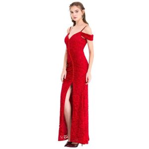 Robe Rouge et Fleur Satin