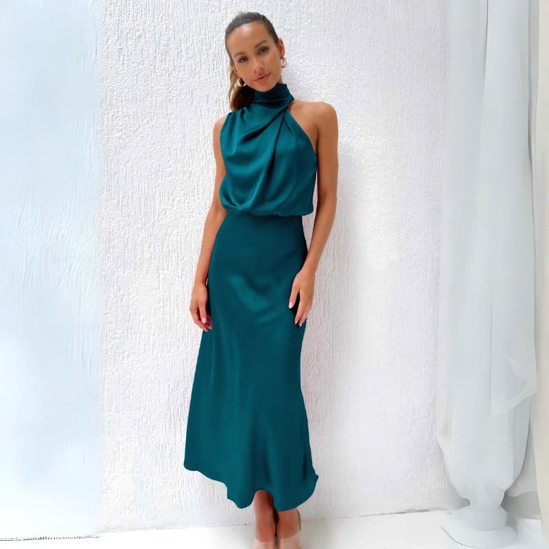 Robe Satin Col Montant - Image 7