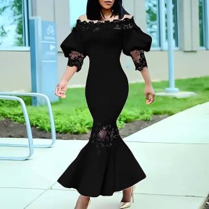 Robe Satin Manche Bouffante