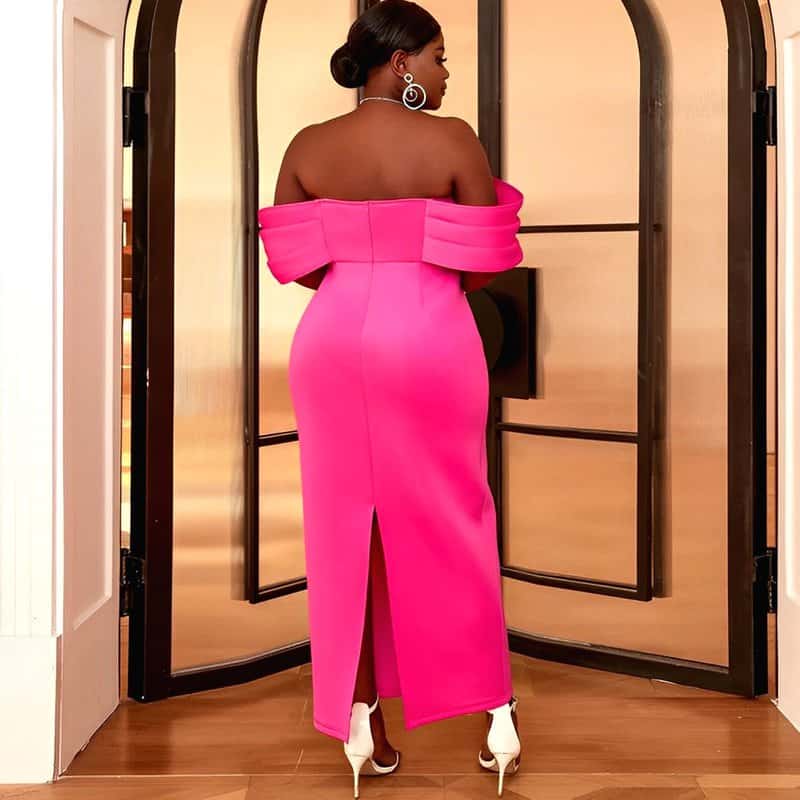 Robe Satin Rose Fushia - Image 4